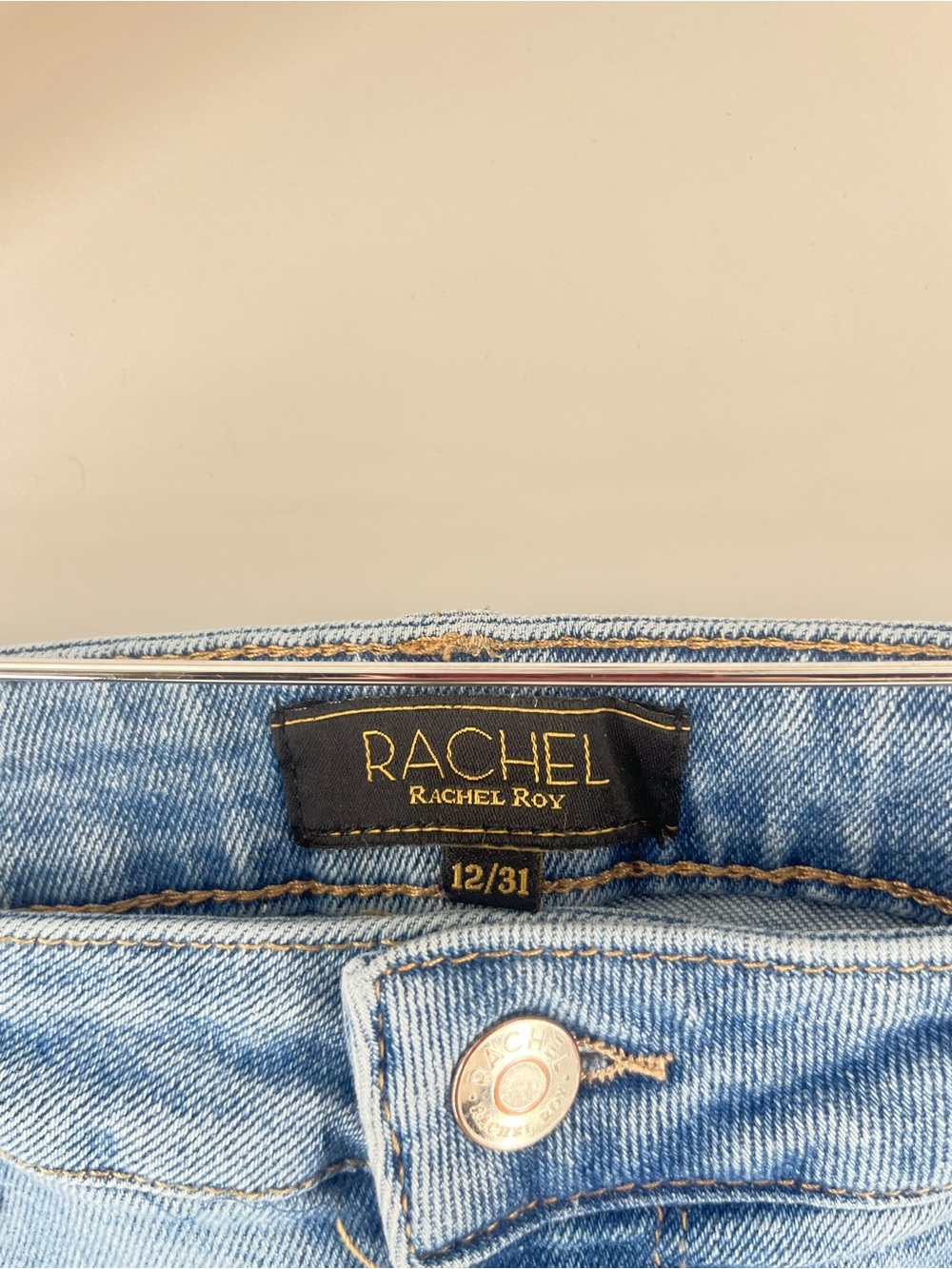 Rachel Rachel Roy Vixen Distressed Straight Jeans 12/31 Light Wash Stretch Denim - Picture 5 of 8